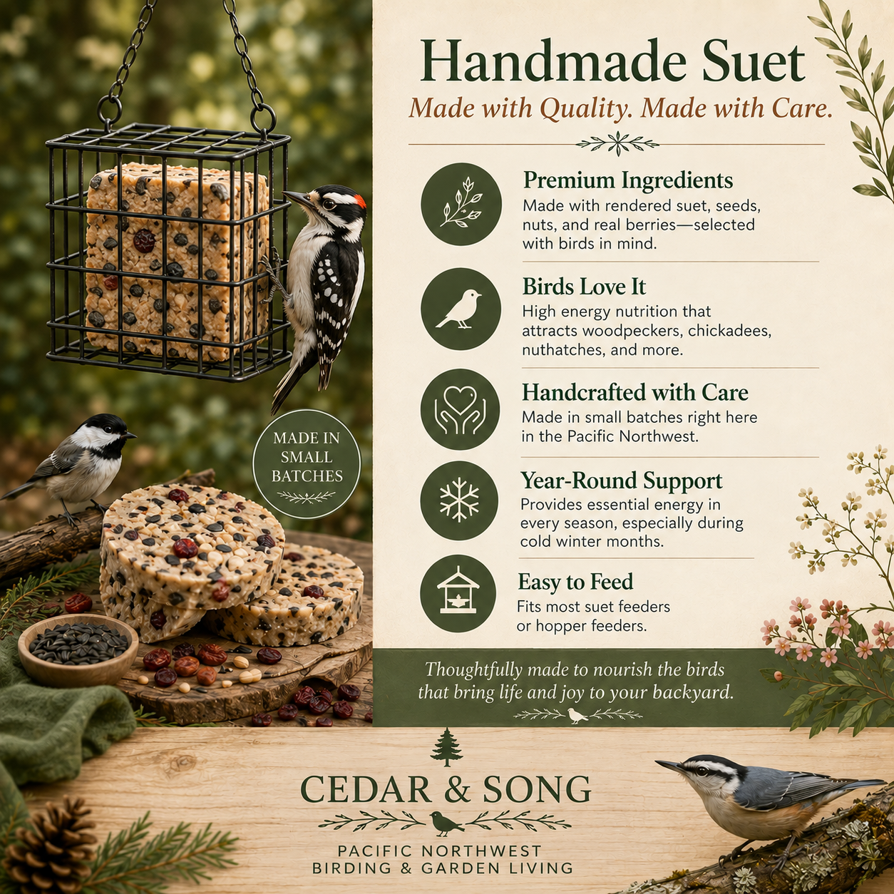 Cedar & Song Woodland Blend Handmade Suet