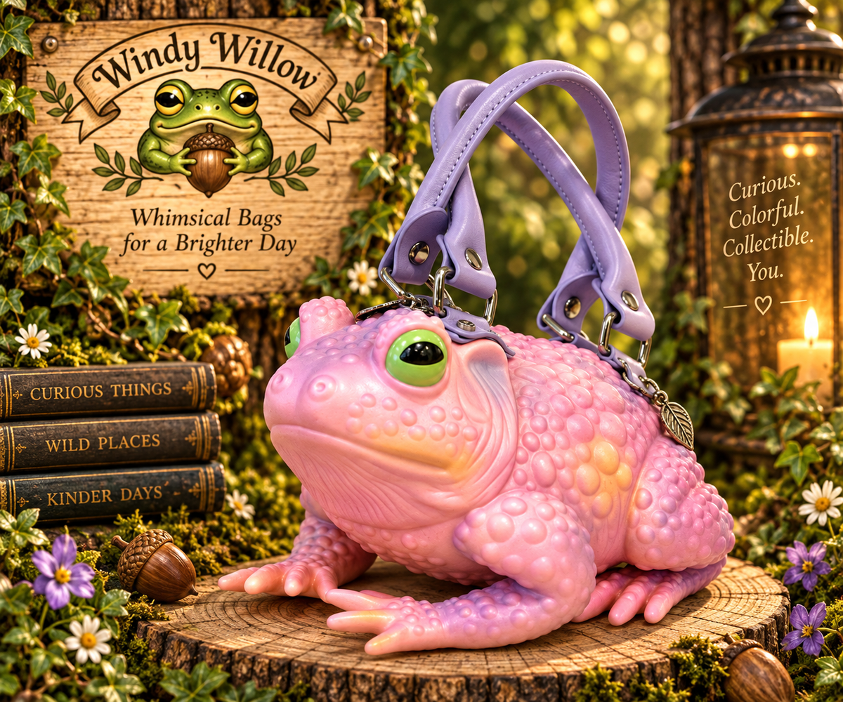 Meet the wonderfully unusual bags from Windy Willow—a collection of whimsical toad and snail handbags designed to bring personality, color, and a little woodland magic to everyday style. Choose your favorite character and make it your own.