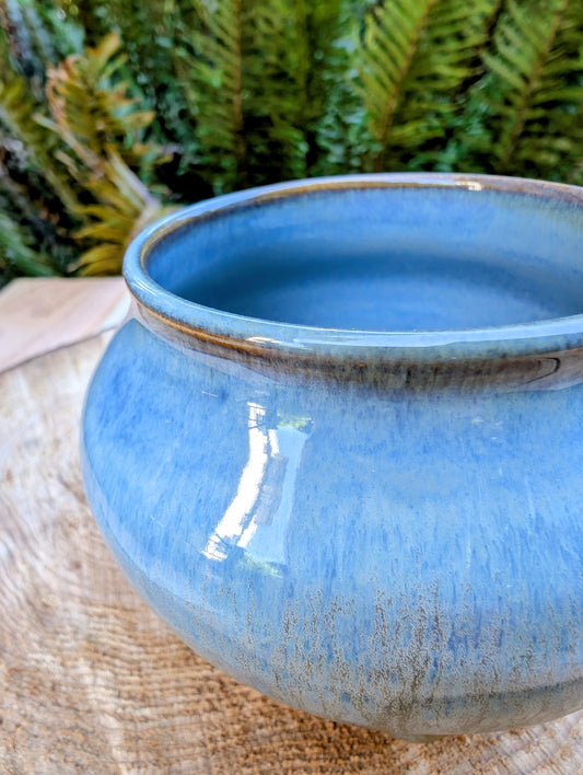 Signed Choctaw Studio Pottery Bowl | Earth to Art by C. Young | Blue Green & Sand Glaze Ceramic Vessel