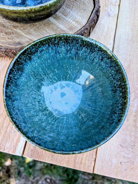 Green Studio Pottery Finger Bowl | Celadon & Earth Glaze Ceramic Dish