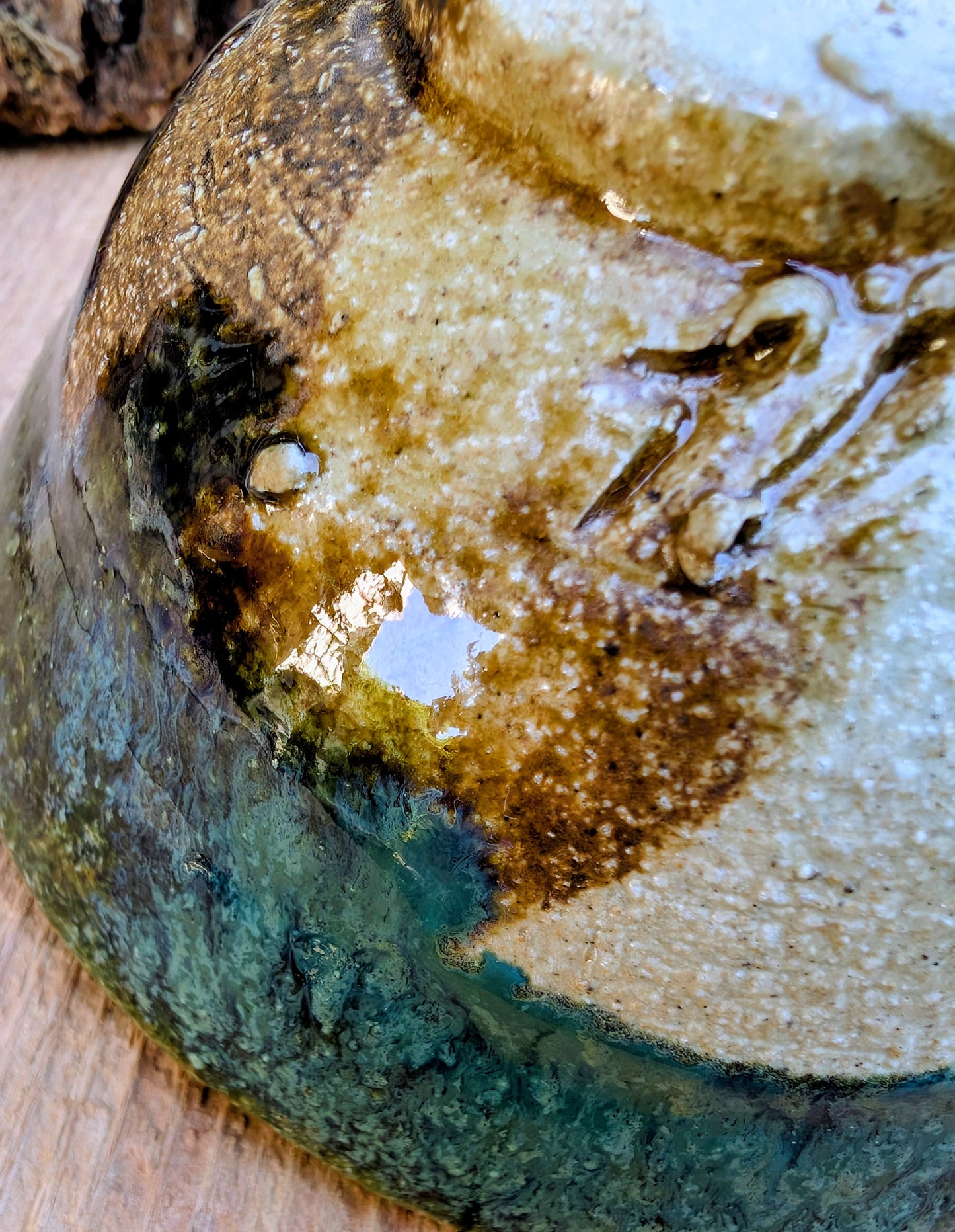 Green Studio Pottery Finger Bowl | Celadon & Earth Glaze Ceramic Dish