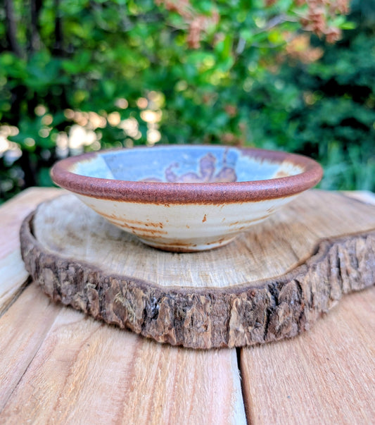 Studio Pottery Finger Bowl | Brown & Blue Artisan Ceramic Bowl