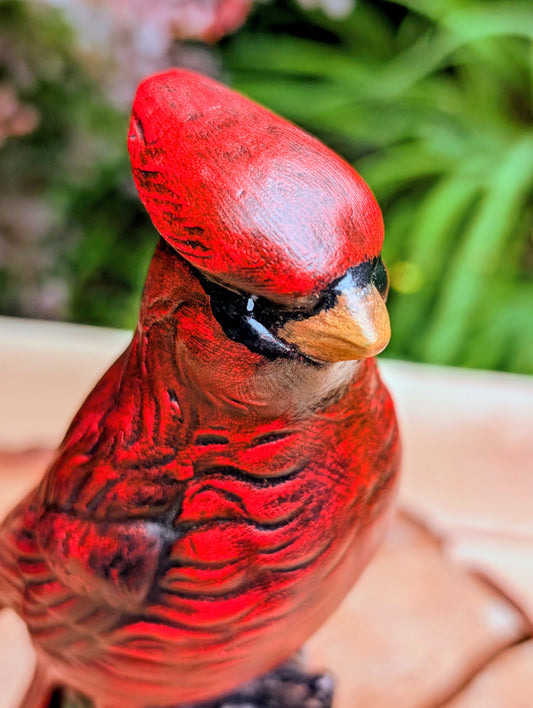 Celebrate the beauty of North American wildlife with this charming hand-painted ceramic cardinal figurine, dated 1978 and signed by the artist (appears to read "Rylco"). Its warm woodland styling and handcrafted character make it a timeless accent for nature-inspired homes, cabins, and cottage décor.