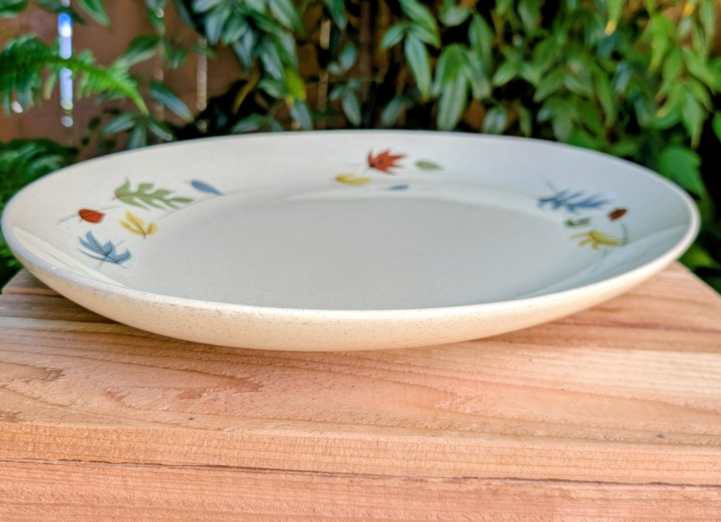 Celebrate the warmth of the harvest season with this authentic vintage Franciscan Ware Autumn Leaves oval serving platter. Made in California during the mid-century era, this beautifully preserved earthenware piece brings timeless craftsmanship and nature-inspired charm to both everyday dining and seasonal entertaining.