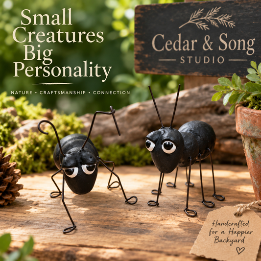 Bethany Lowe Black Paper Mâché Ant Figurine with Metal Legs | Whimsical Garden Décor