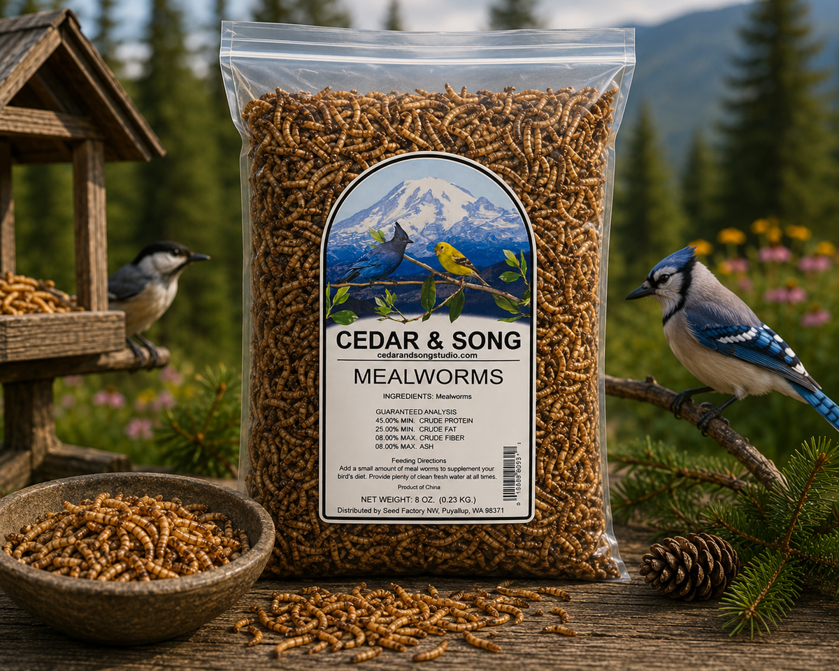 Cedar & Song Dried Mealworms – 8 oz Wild Bird Food