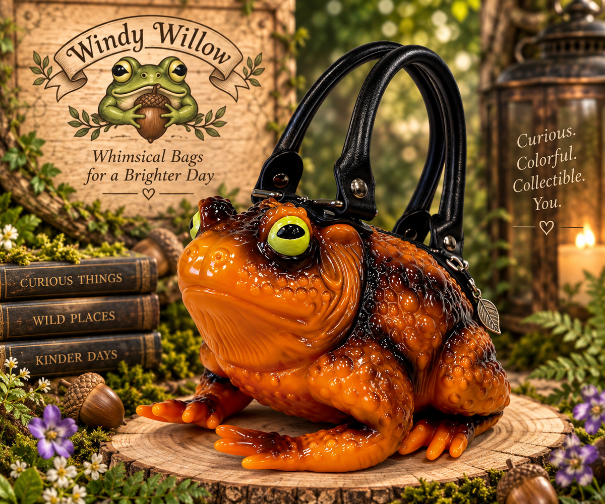 Meet the wonderfully unusual bags from Windy Willow—a collection of whimsical toad and snail handbags designed to bring personality, color, and a little woodland magic to everyday style. Choose your favorite character and make it your own.
