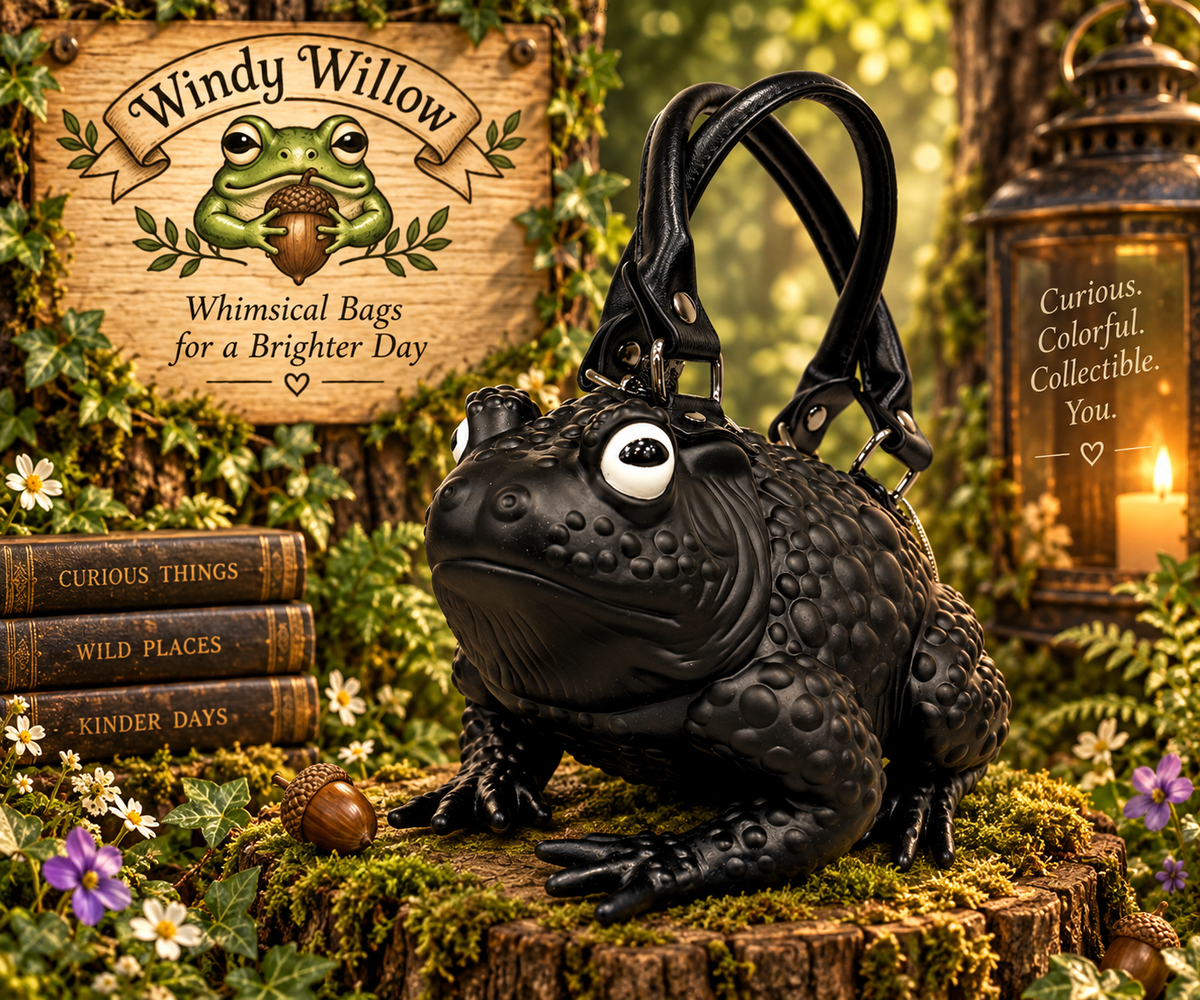 Meet the wonderfully unusual bags from Windy Willow—a collection of whimsical toad and snail handbags designed to bring personality, color, and a little woodland magic to everyday style. Choose your favorite character and make it your own.
