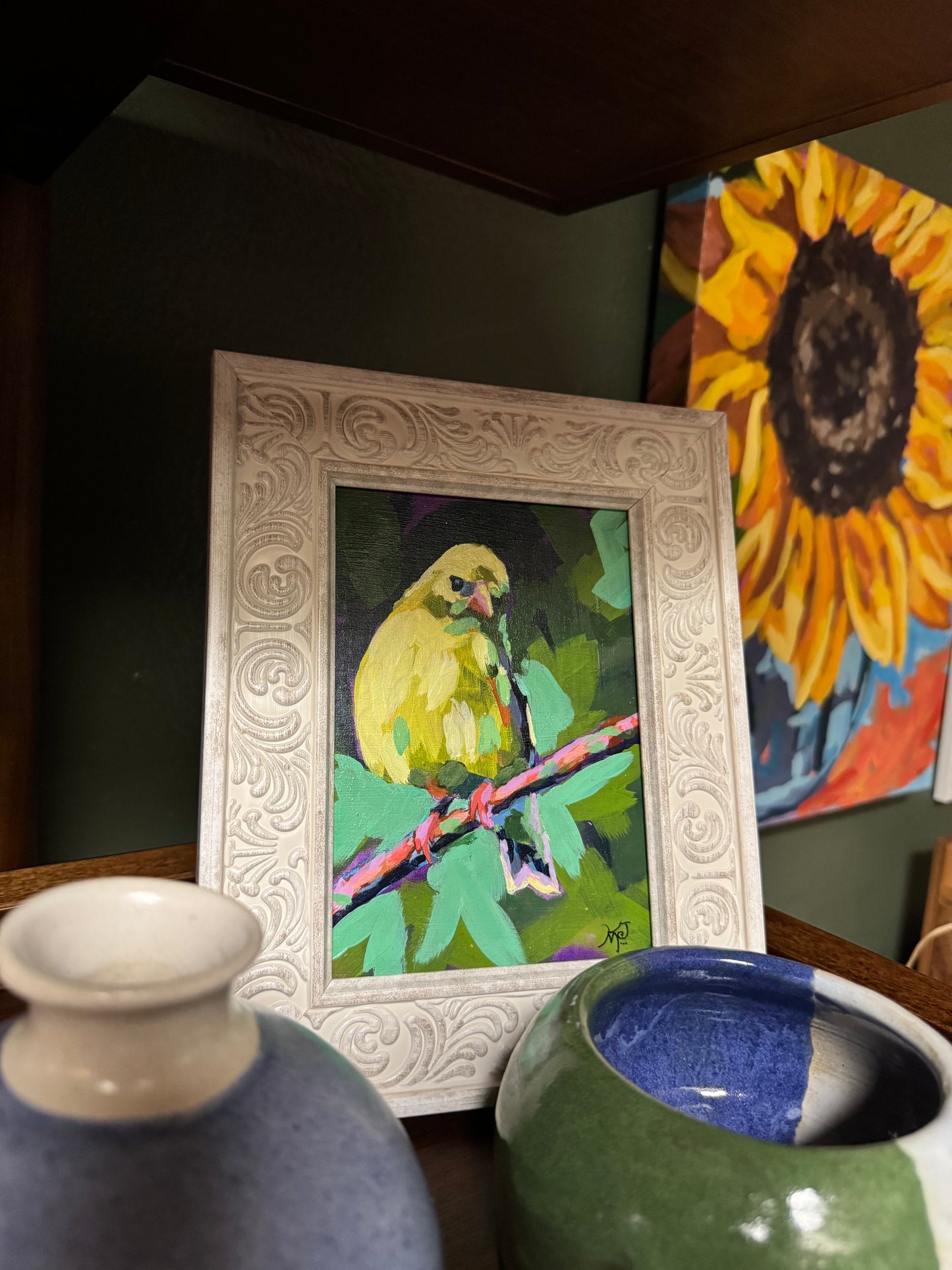 Yellow Beauty 8" × 10" Framed 5" x 7" Canvas Board | Original Acrylic Painting by Kristy McDonald