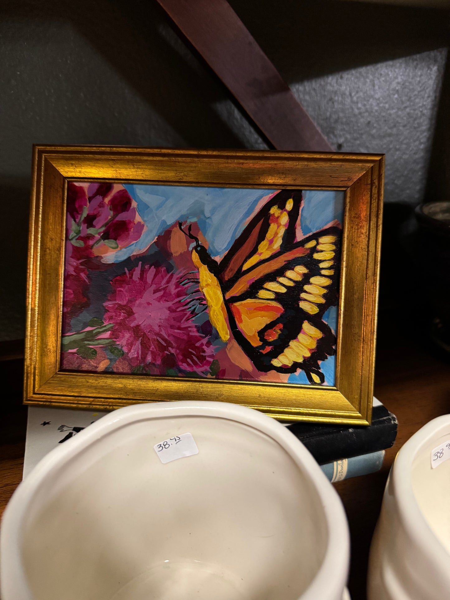 Blooming Butterflies 5" × 7" Framed Canvas Board | Original Acrylic Painting by Kristy McDonald