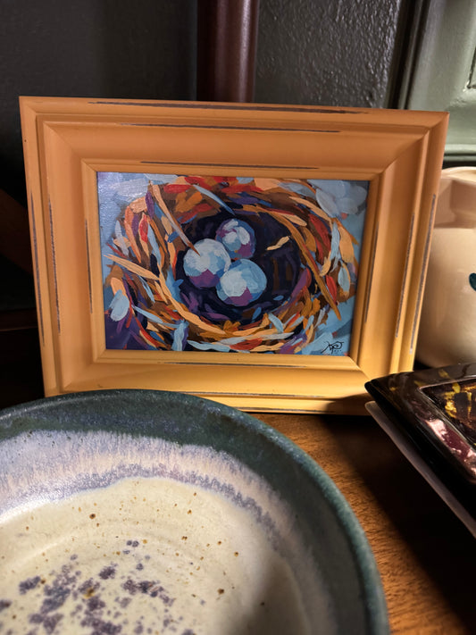Nest of Hope 5" × 7" Framed Canvas Board | Original Acrylic Painting by Kristy McDonald