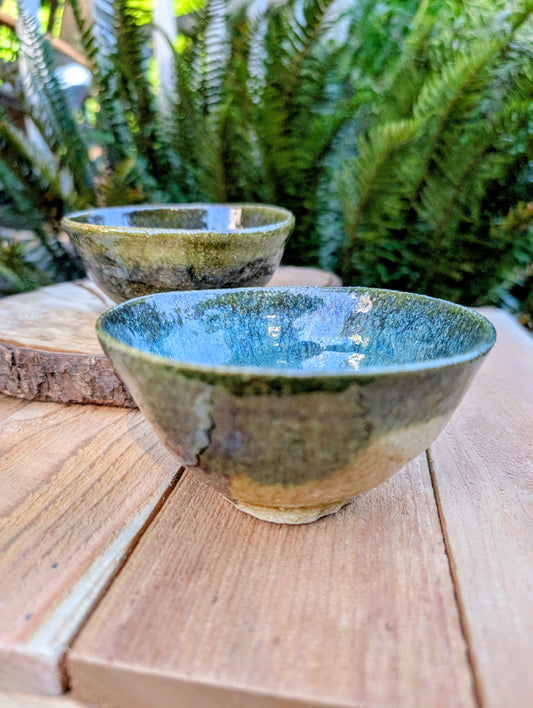 Green Studio Pottery Finger Bowl | Celadon & Earth Glaze Ceramic Dish