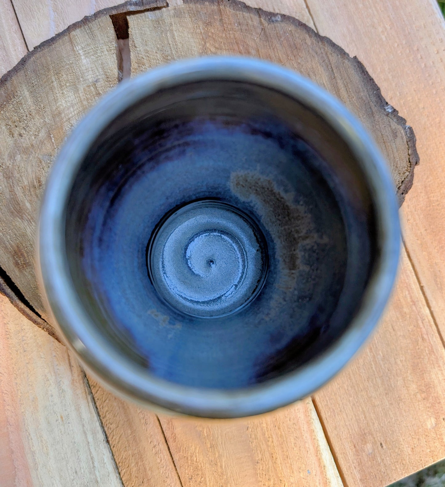 Alan Miner Signed Studio Pottery Vase (2018) | New Mexico Stoneware Vessel with Crystalline Blue & Earth Glazes