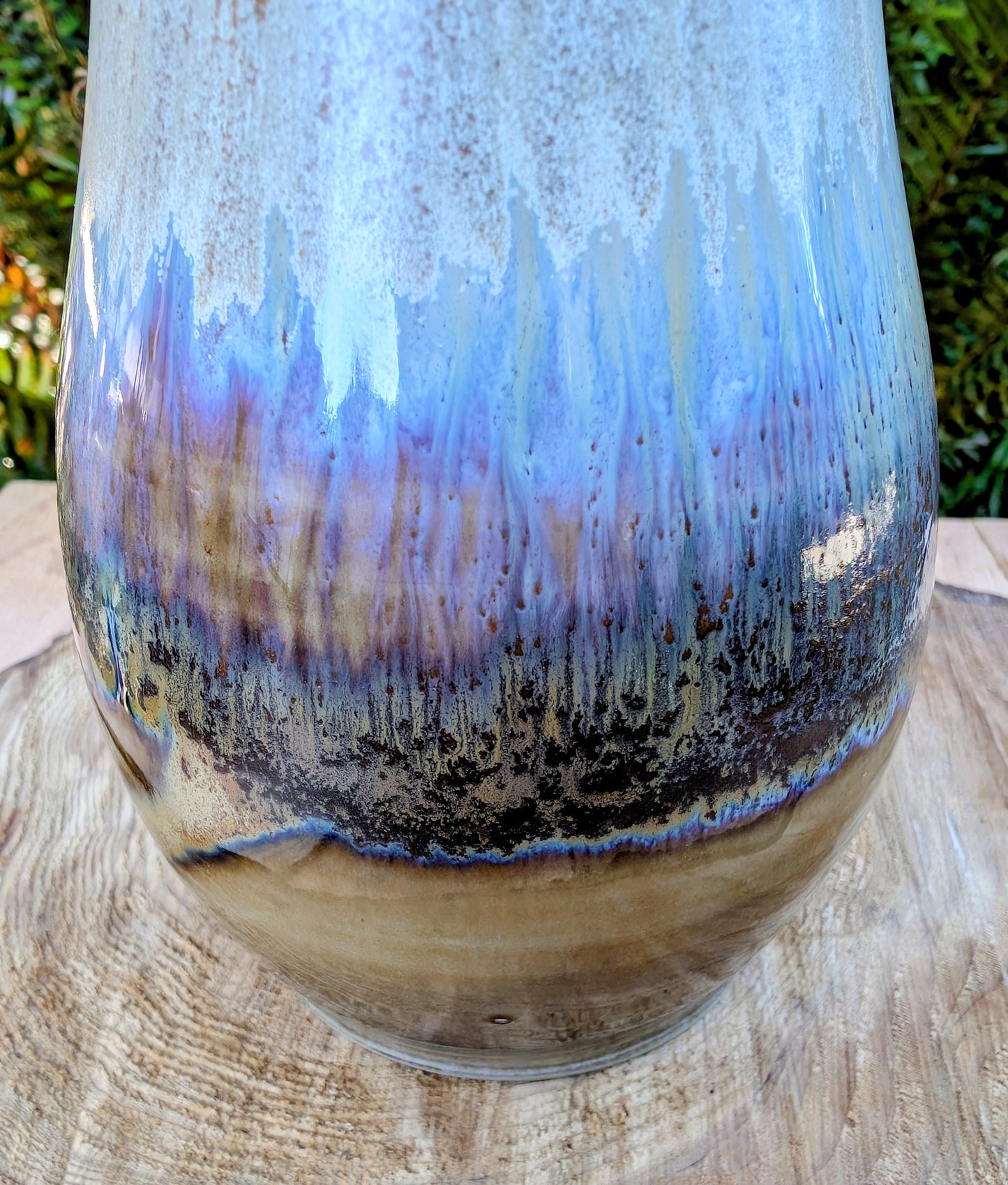 Alan Miner Signed Studio Pottery Vase (2018) | New Mexico Stoneware Vessel with Crystalline Blue & Earth Glazes