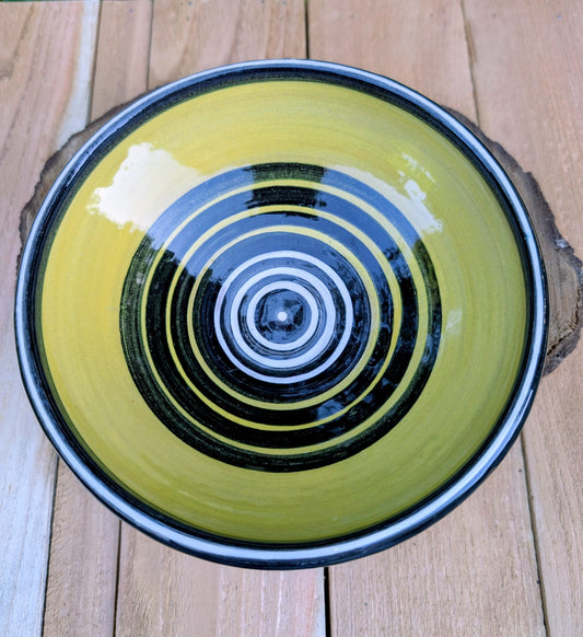 Signed Laurie Gates Bumblebee Stoneware Bowl | Honey Yellow Artisan Pottery Serving Bowl