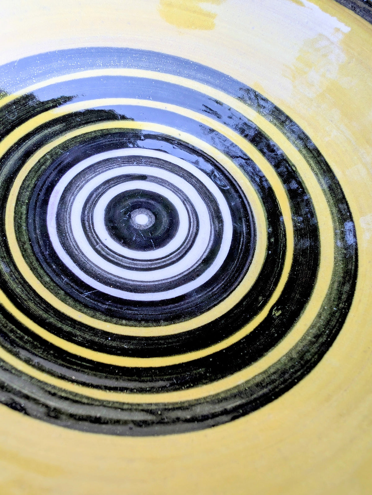 Signed Laurie Gates Bumblebee Stoneware Bowl | Honey Yellow Artisan Pottery Serving Bowl