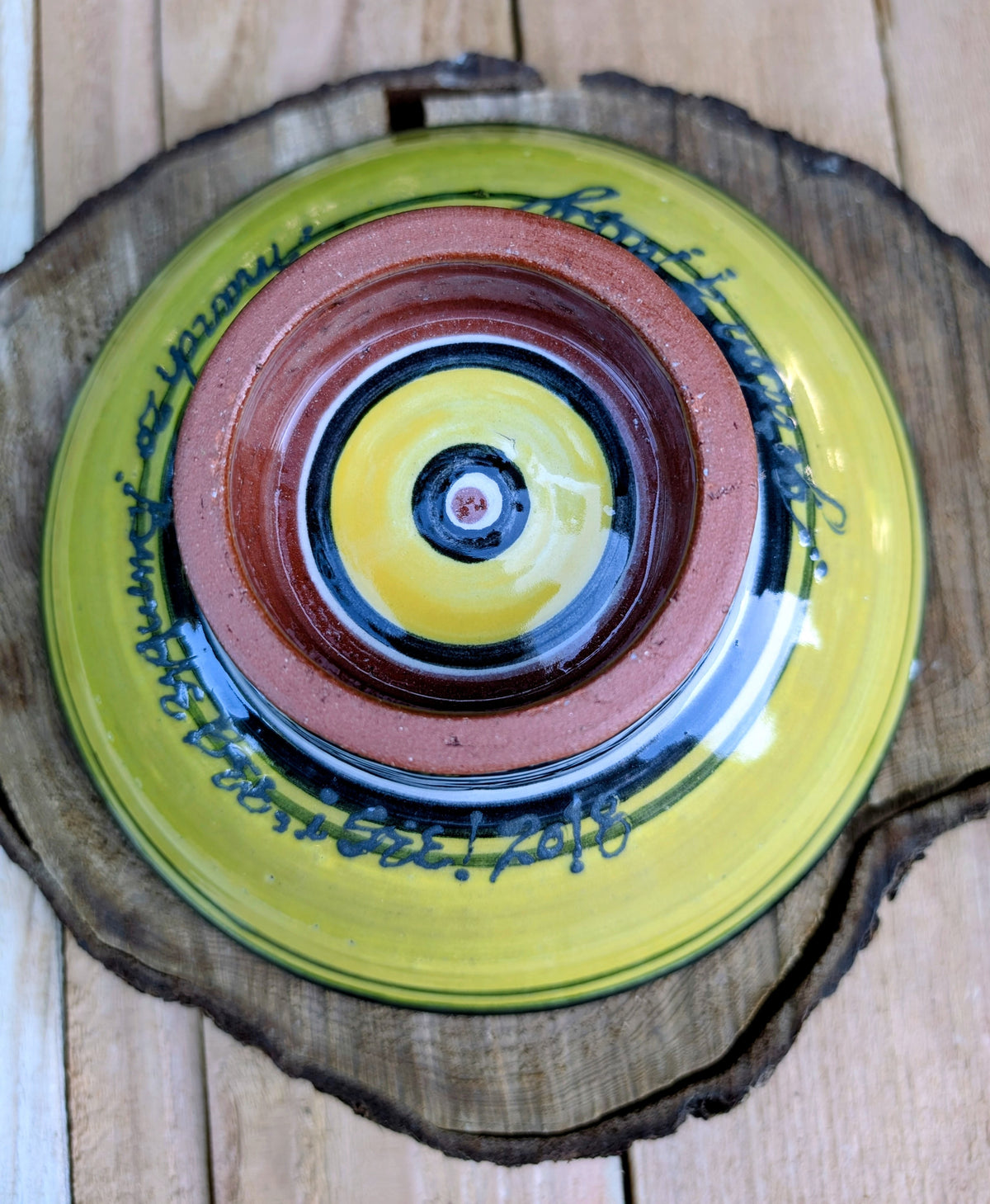 Signed Laurie Gates Bumblebee Stoneware Bowl | Honey Yellow Artisan Pottery Serving Bowl