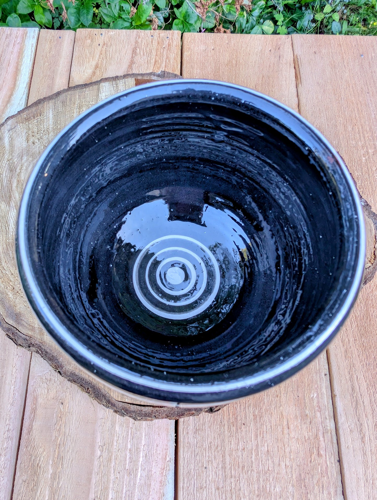 Vintage Signed Studio Pottery Bowl | Yellow & Black Striped Artisan Ceramic Bowl