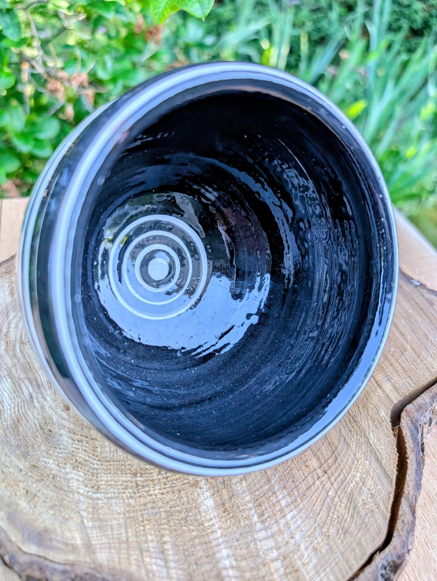 Vintage Signed Studio Pottery Bowl | Yellow & Black Striped Artisan Ceramic Bowl