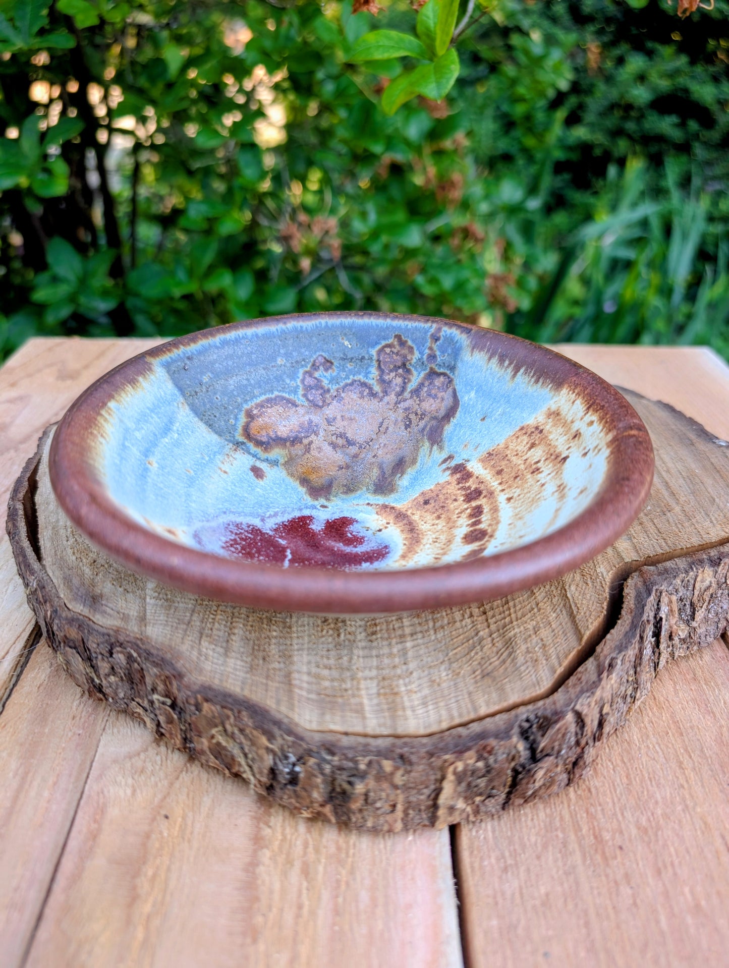 Studio Pottery Finger Bowl | Brown & Blue Artisan Ceramic Bowl