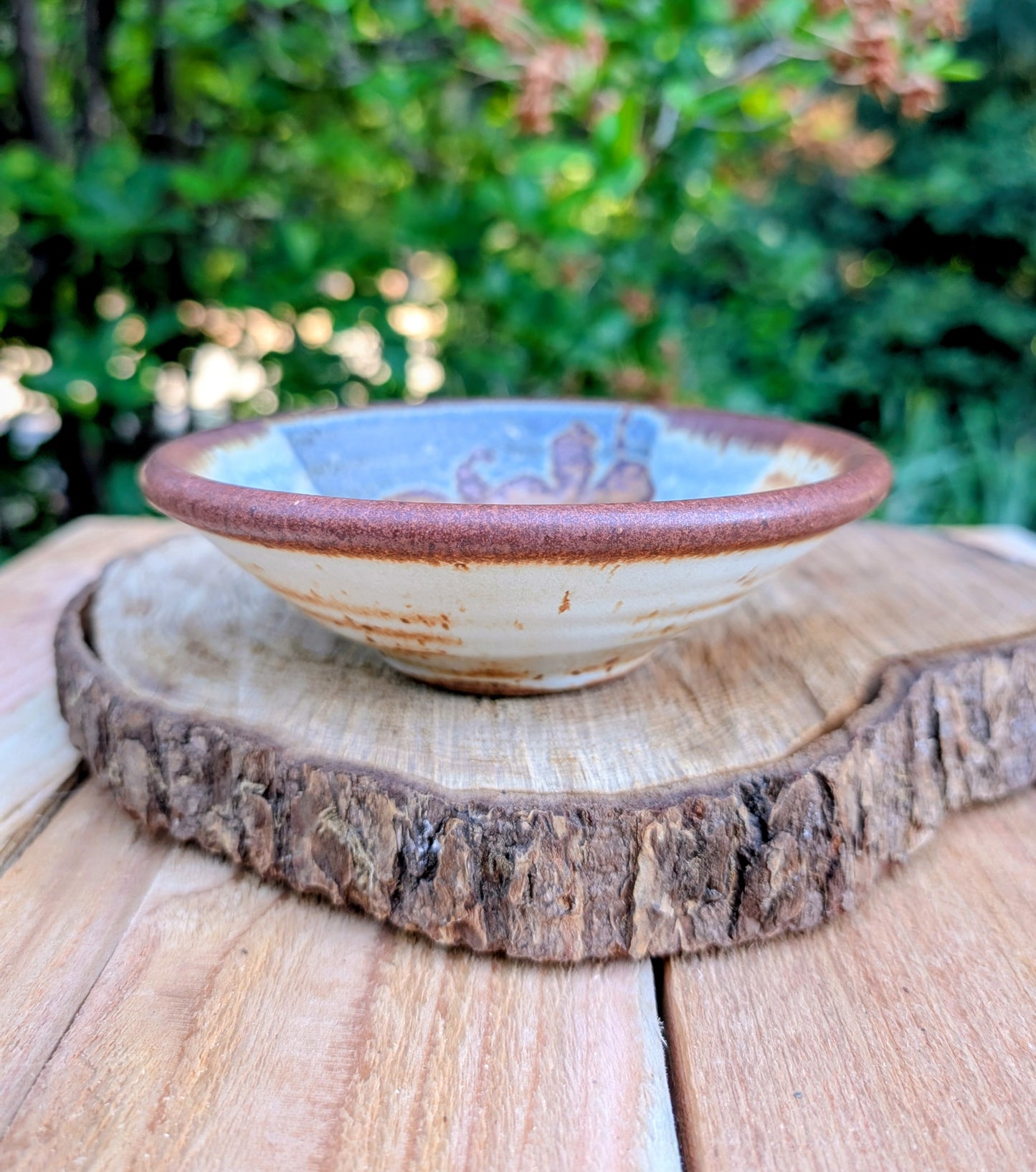 Studio Pottery Finger Bowl | Brown & Blue Artisan Ceramic Bowl