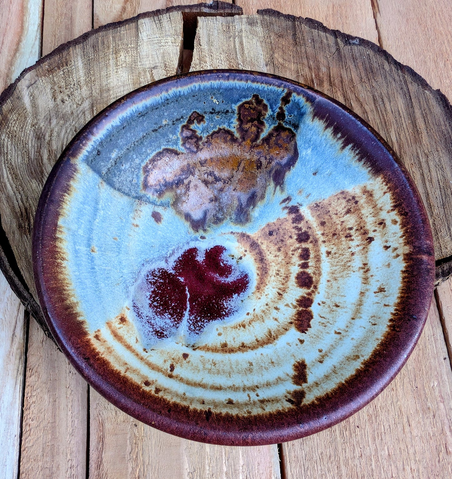 Studio Pottery Finger Bowl | Brown & Blue Artisan Ceramic Bowl