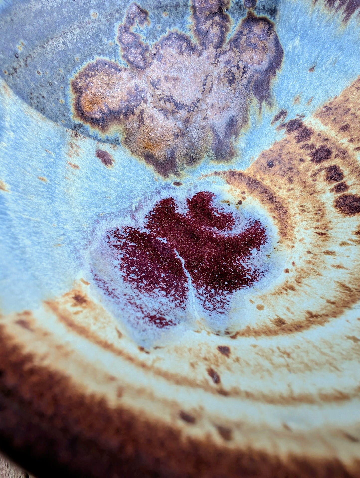 Studio Pottery Finger Bowl | Brown & Blue Artisan Ceramic Bowl
