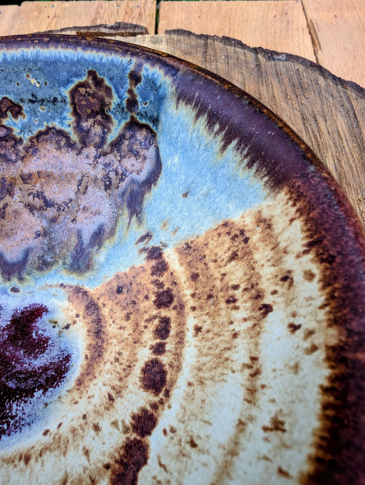 Studio Pottery Finger Bowl | Brown & Blue Artisan Ceramic Bowl