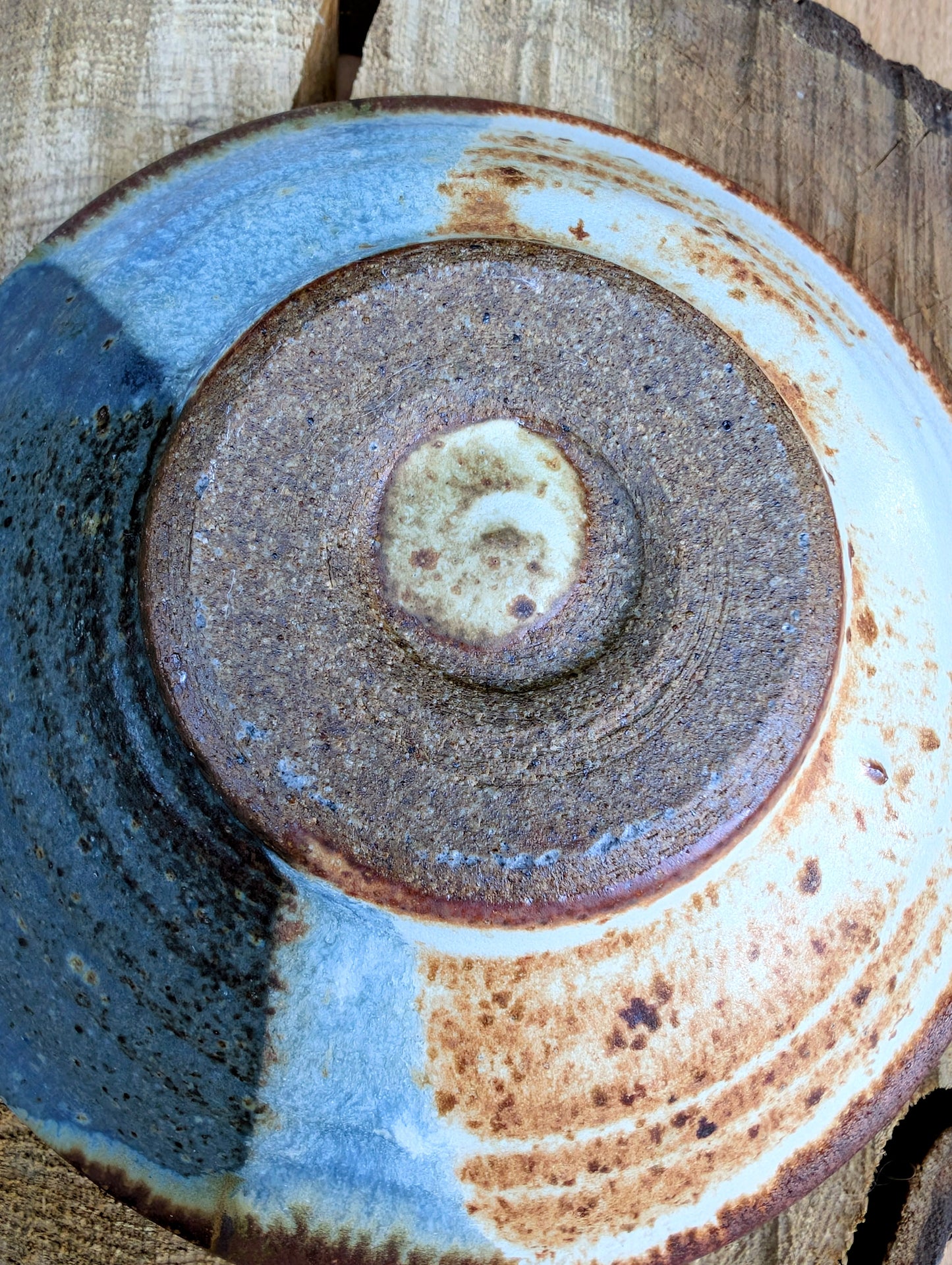 Studio Pottery Finger Bowl | Brown & Blue Artisan Ceramic Bowl