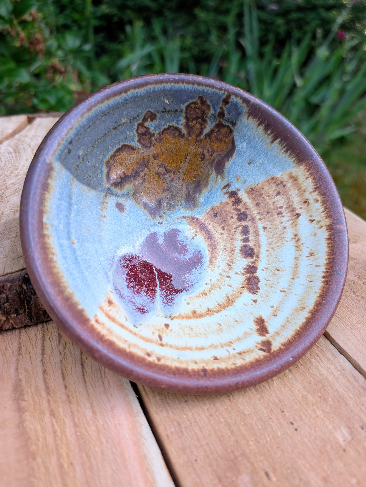 Studio Pottery Finger Bowl | Brown & Blue Artisan Ceramic Bowl
