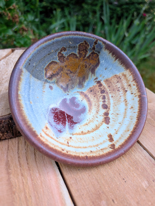 Studio Pottery Finger Bowl | Brown & Blue Artisan Ceramic Bowl