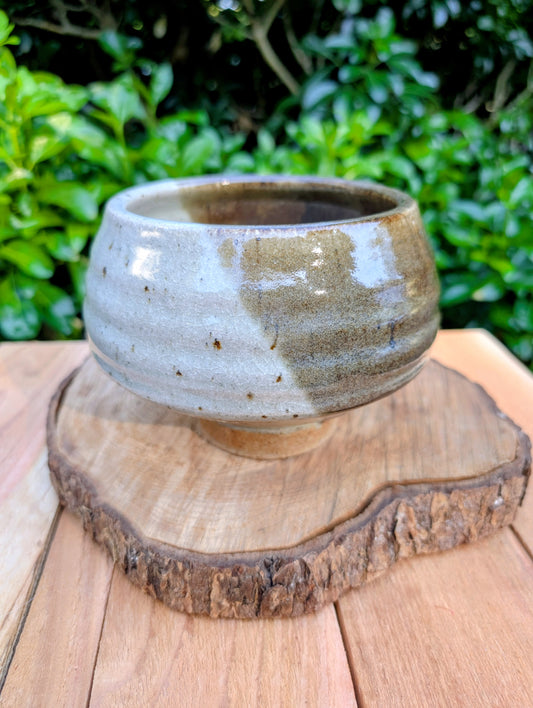 Handcrafted Celadon Green Studio Pottery Bowl | Footed Artisan Stoneware