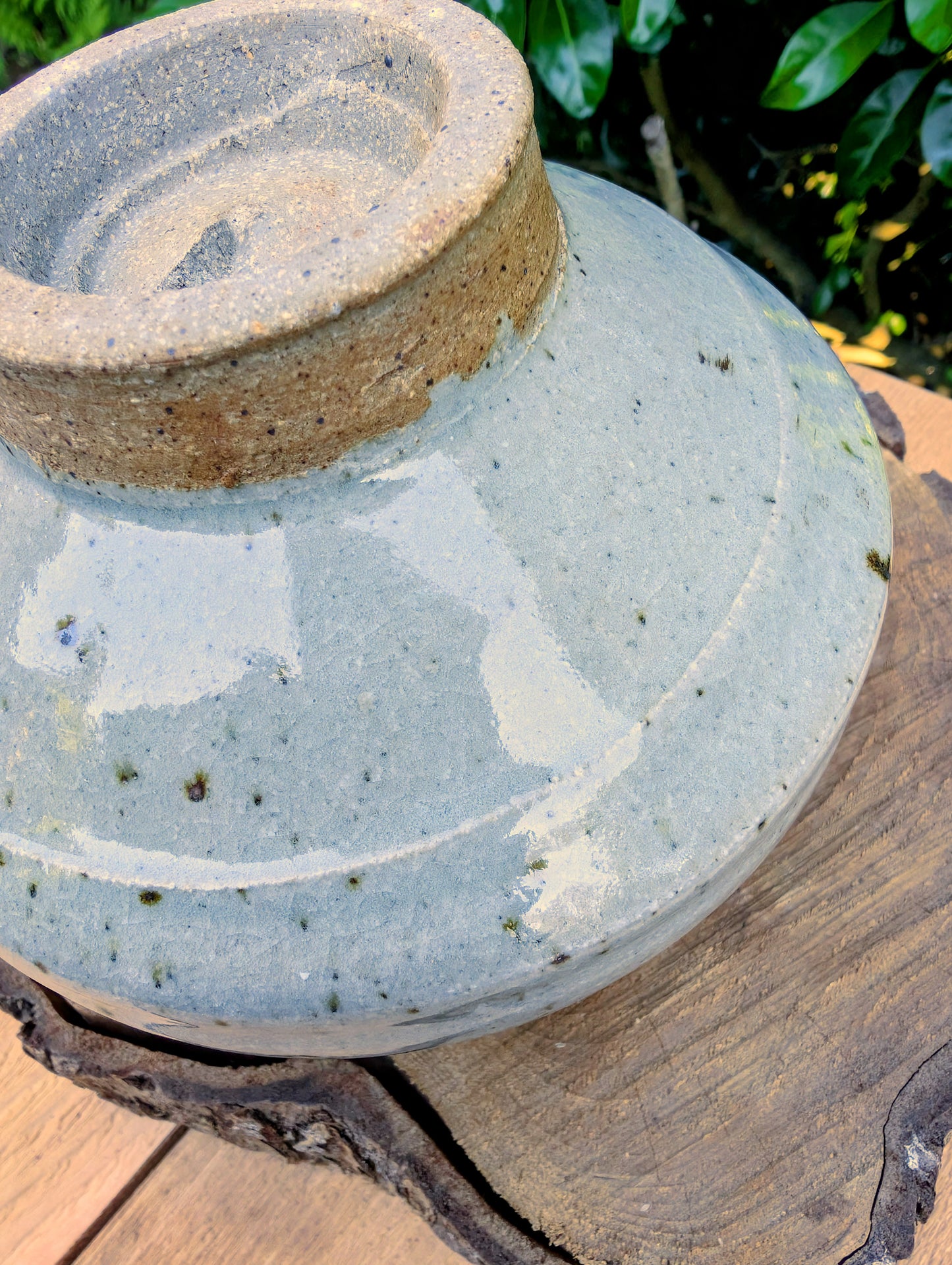 Handcrafted Celadon Green Studio Pottery Bowl | Footed Artisan Stoneware