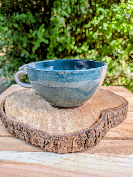 Signed Studio Pottery Soup Mug | Evergreen Stoneware | Dated 2015