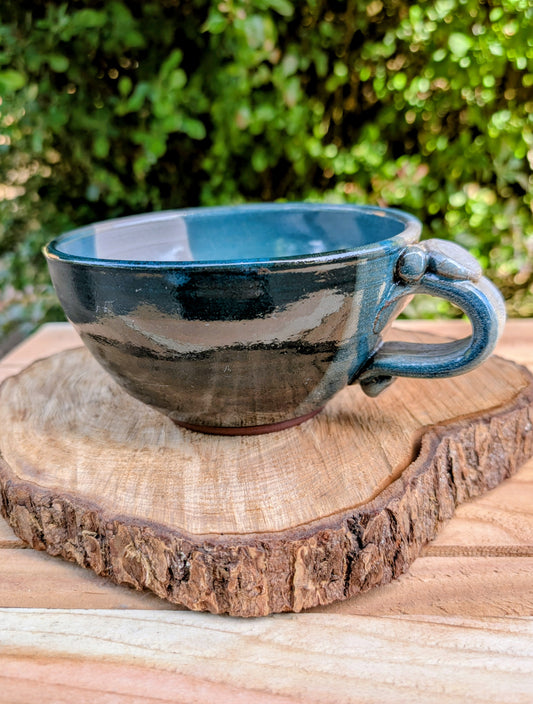 Signed Studio Pottery Soup Mug | Evergreen Stoneware | Dated 2015