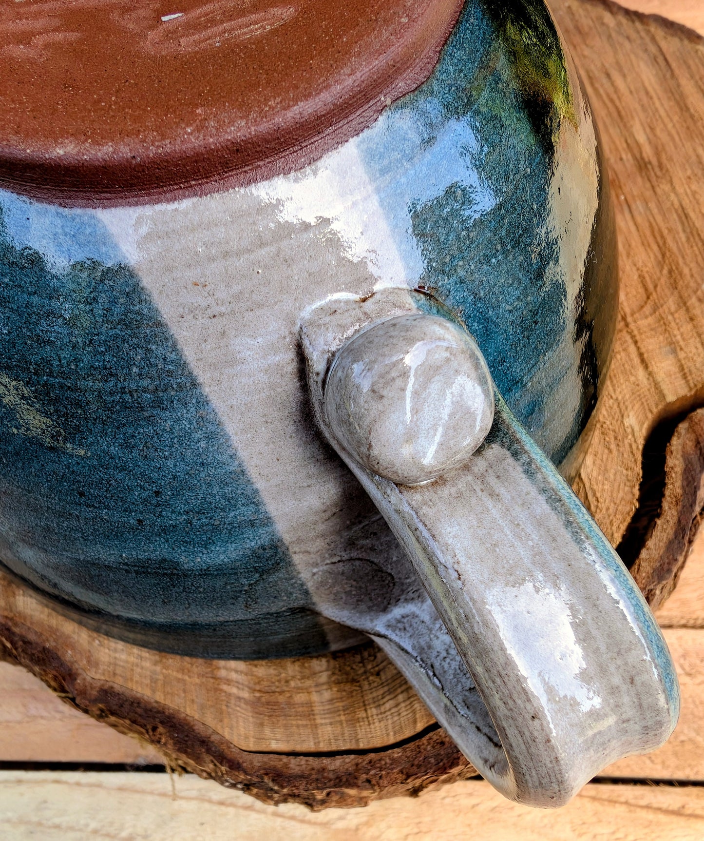 Signed Studio Pottery Soup Mug | Evergreen Stoneware | Dated 2015