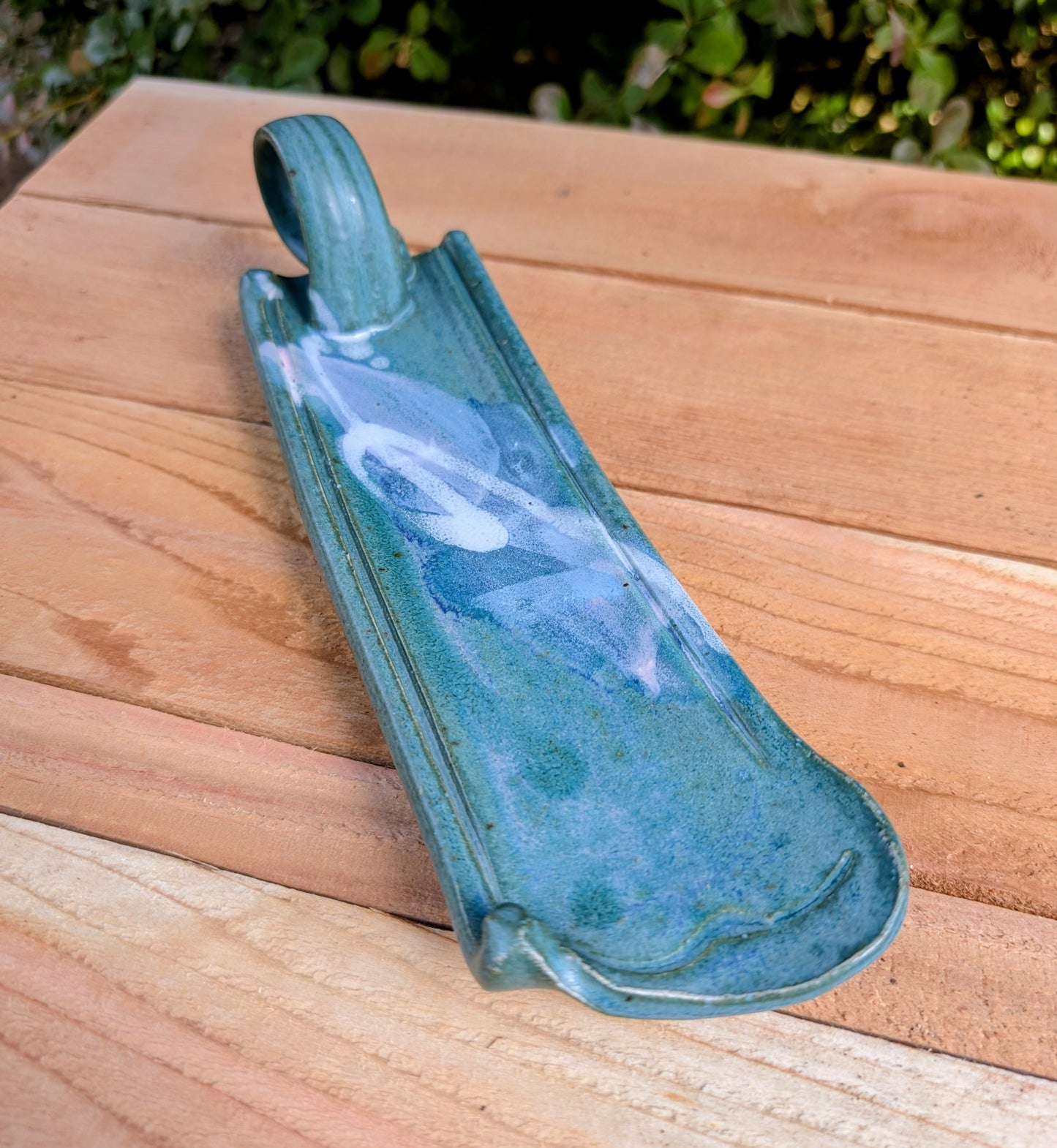 Vintage Studio Pottery Candle Holder | Green & Blue Artisan Ceramic Accent