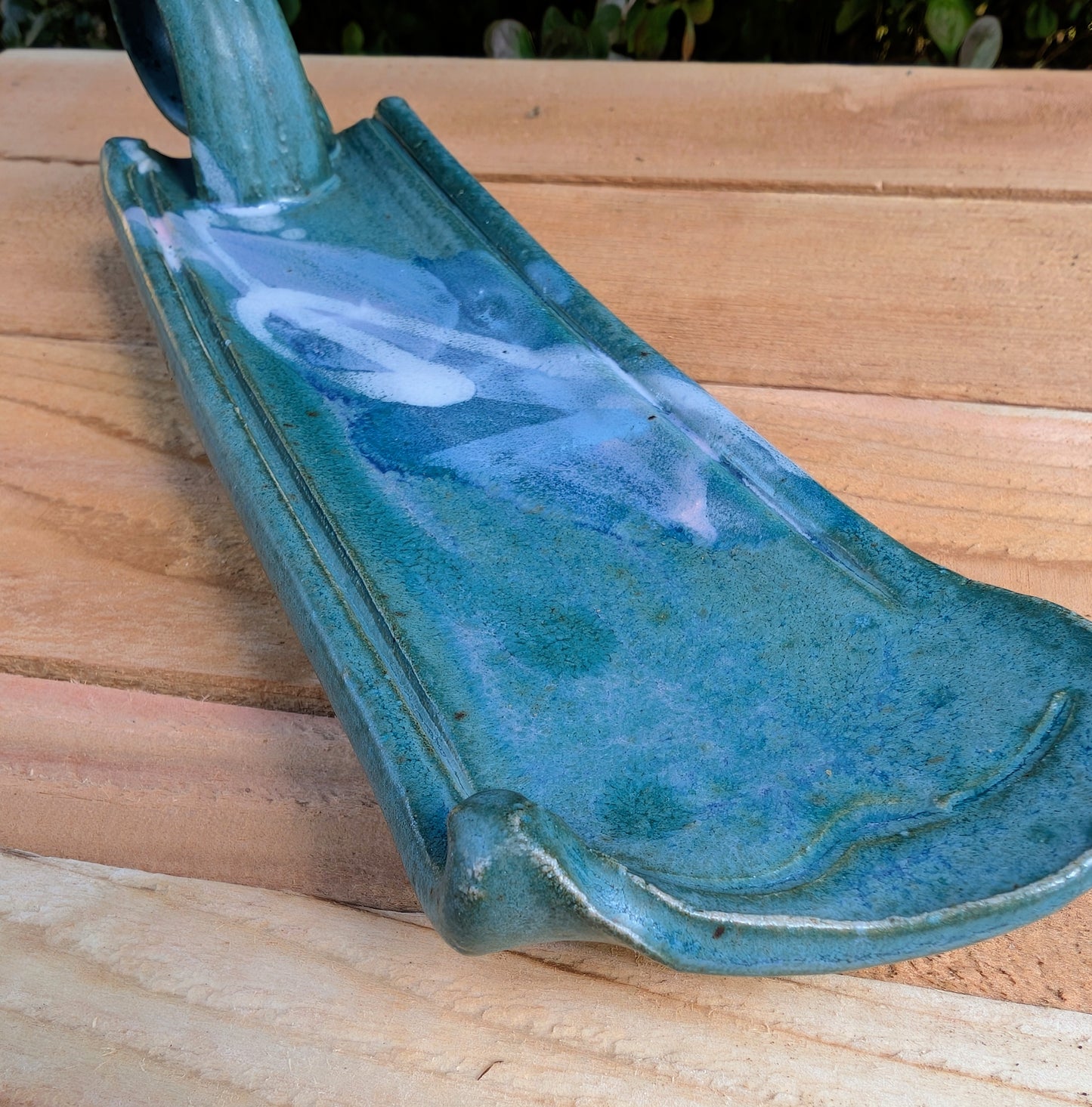 Vintage Studio Pottery Candle Holder | Green & Blue Artisan Ceramic Accent