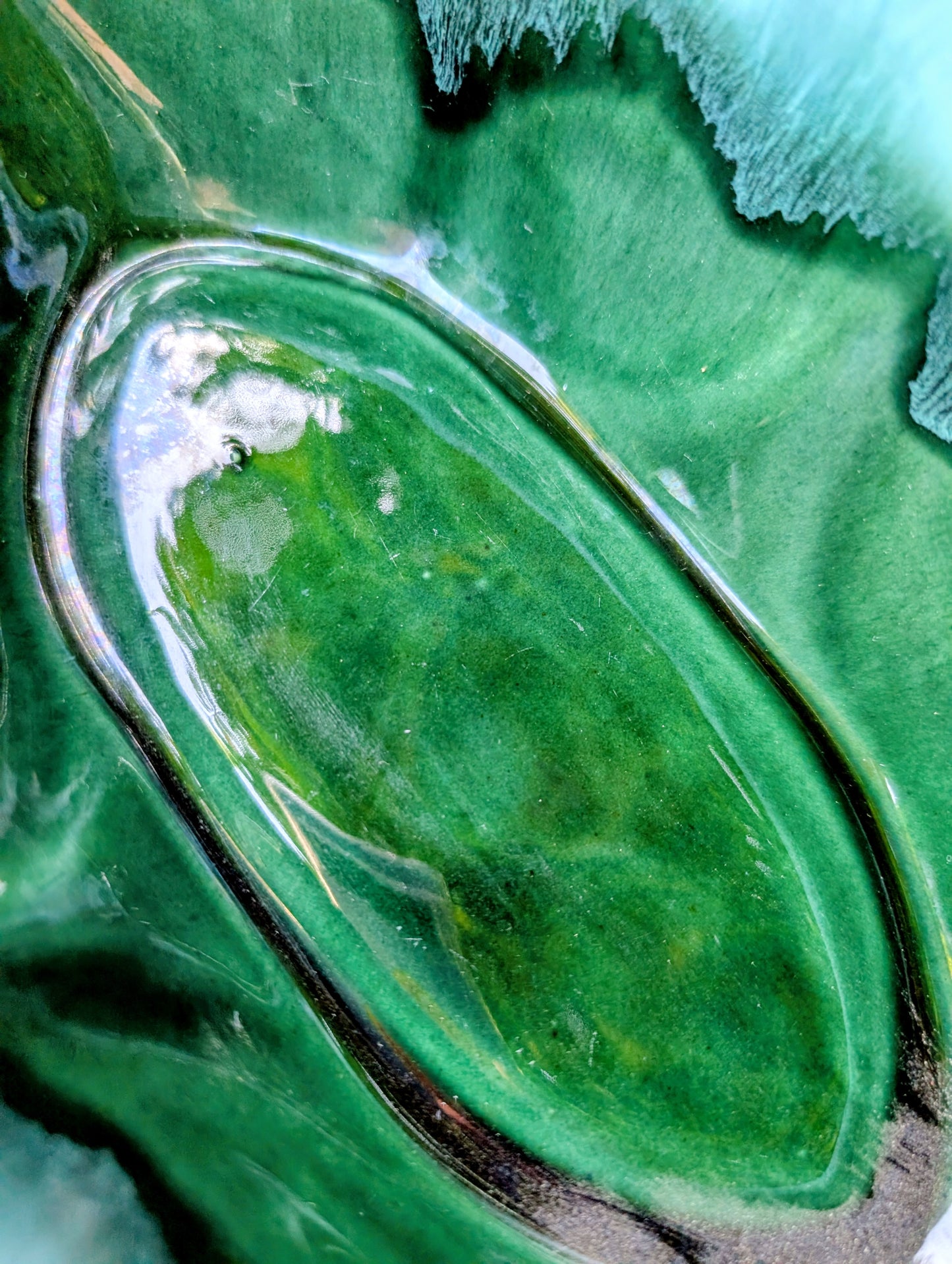 Vintage Hull Pottery Bowl F77 | Woodland Green Scalloped Art Pottery Centerpiece
