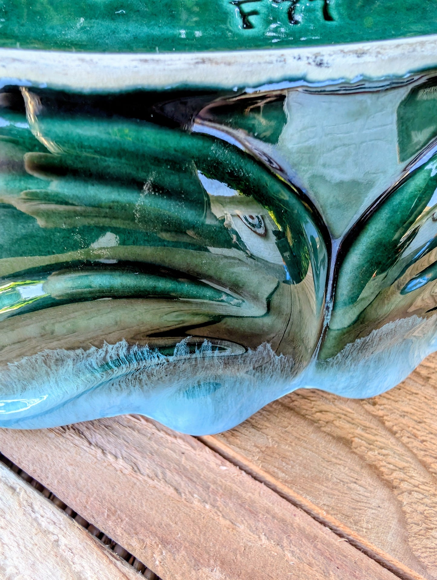 Vintage Hull Pottery Bowl F77 | Woodland Green Scalloped Art Pottery Centerpiece