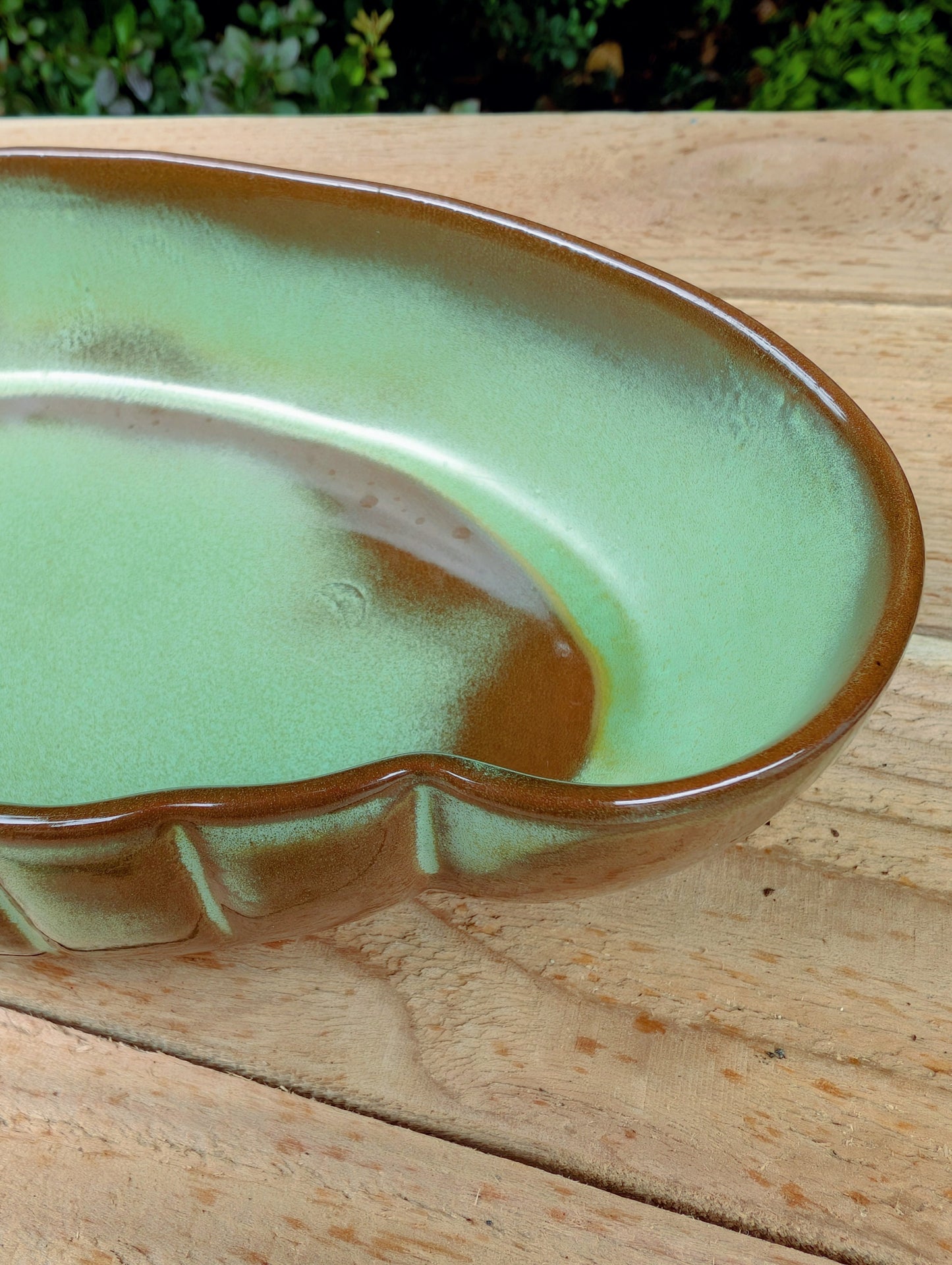 Vintage Frankoma Pottery Bowl #205 | Sage Green Oval Serving Dish