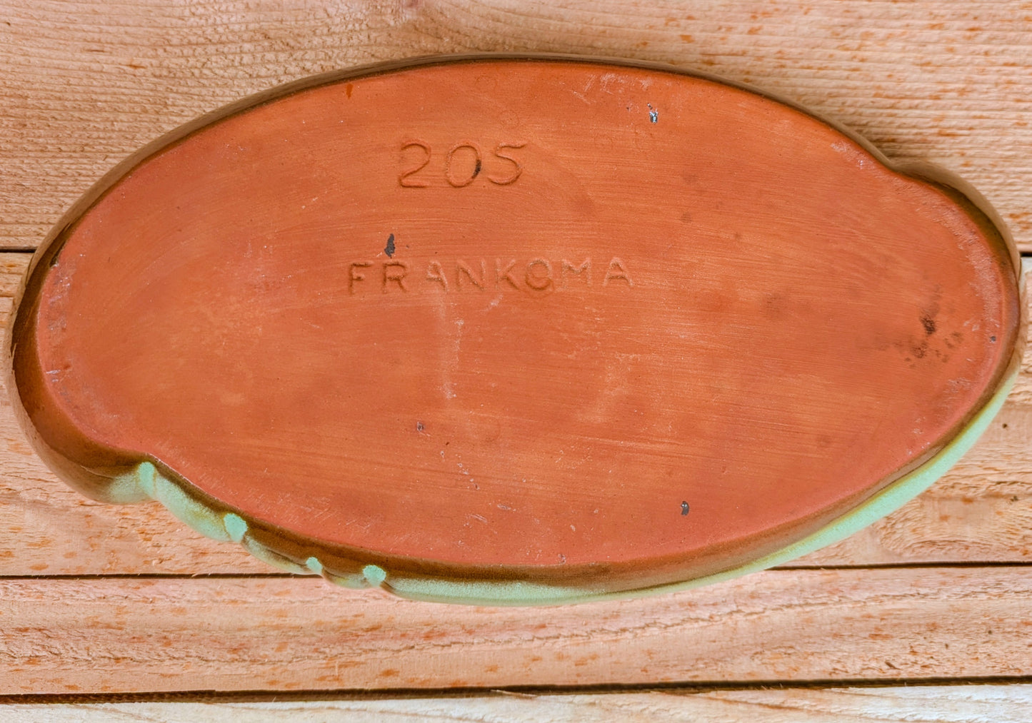 Vintage Frankoma Pottery Bowl #205 | Sage Green Oval Serving Dish