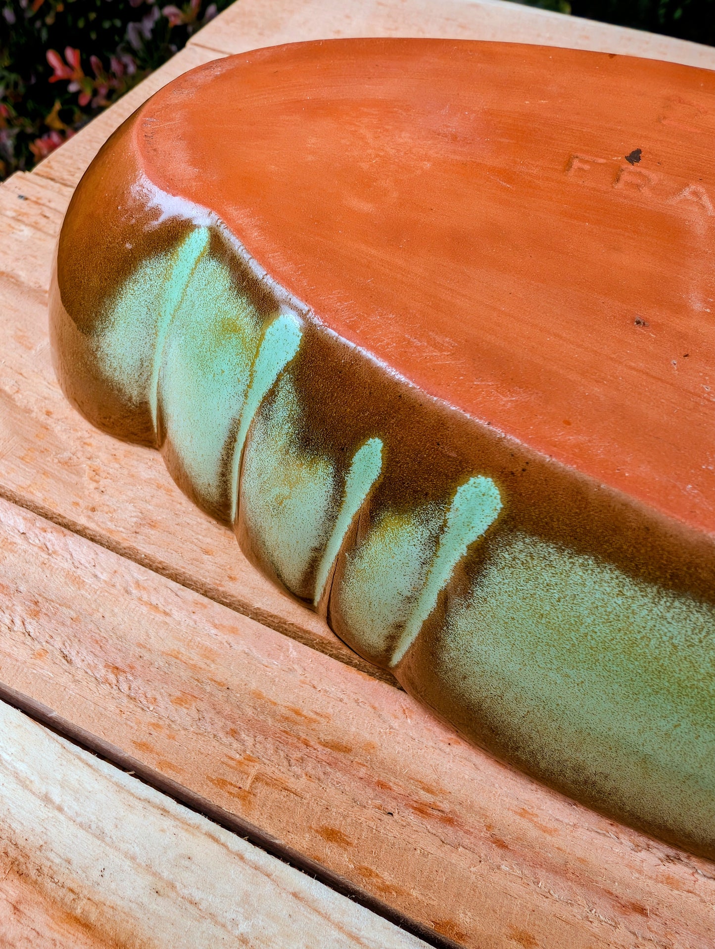 Vintage Frankoma Pottery Bowl #205 | Sage Green Oval Serving Dish
