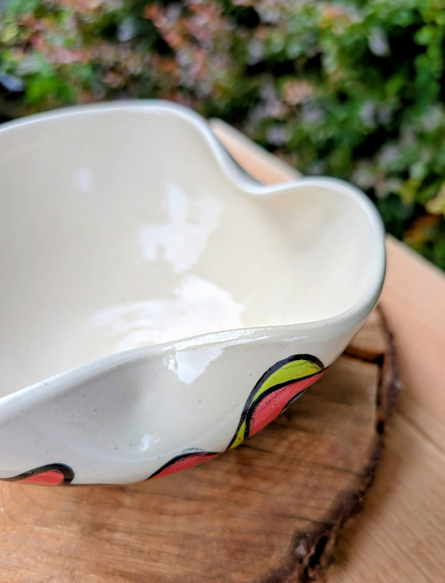Kelly Jo Studio Pottery Art Bowl | Signed Hand-Painted Abstract Ceramic Bowl