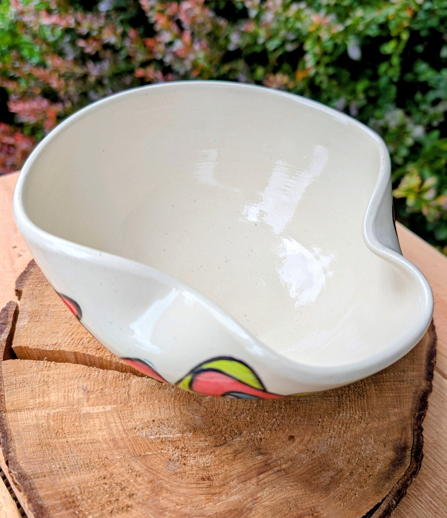Kelly Jo Studio Pottery Art Bowl | Signed Hand-Painted Abstract Ceramic Bowl
