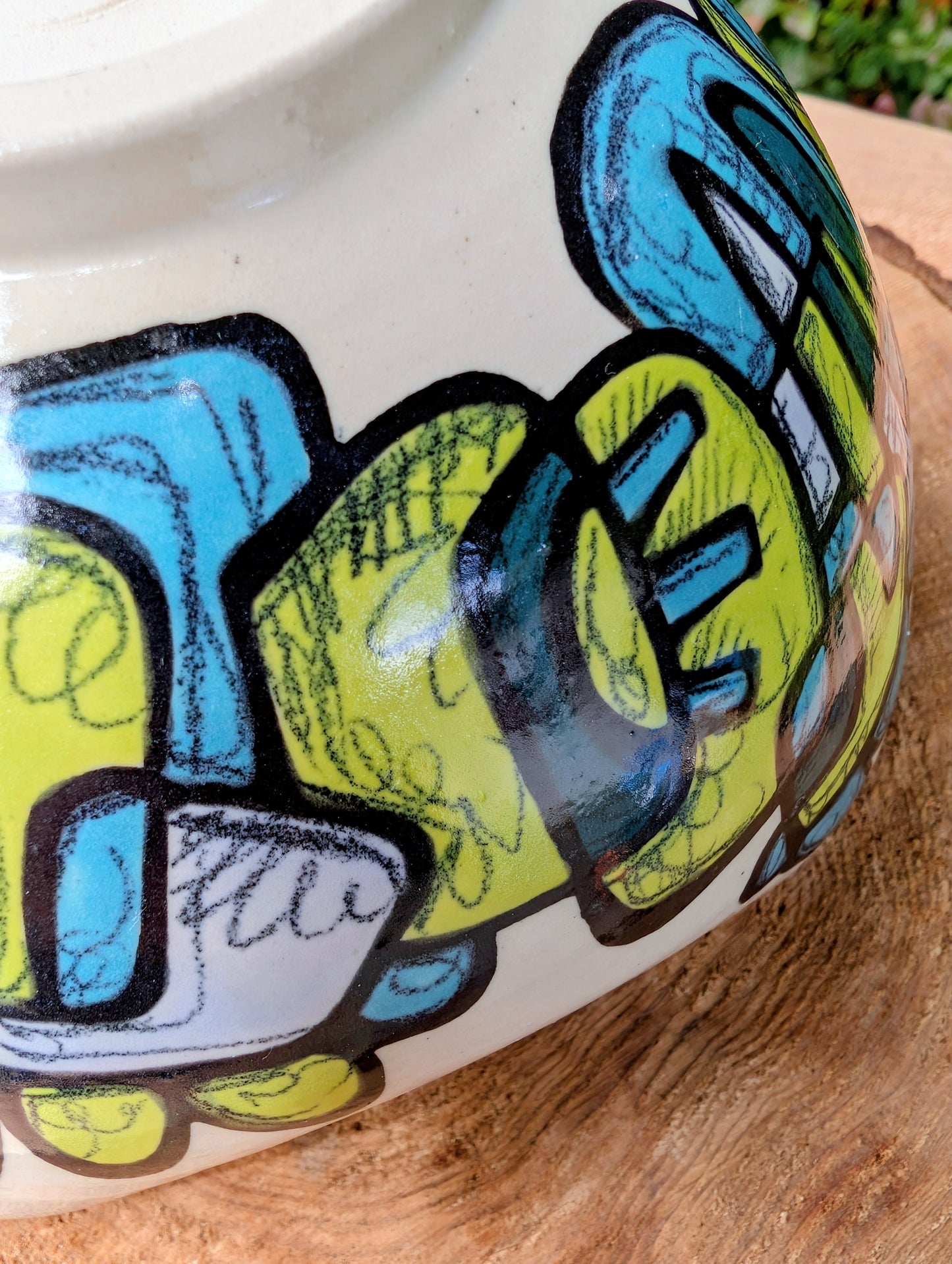 Kelly Jo Studio Pottery Art Bowl | Signed Hand-Painted Abstract Ceramic Bowl