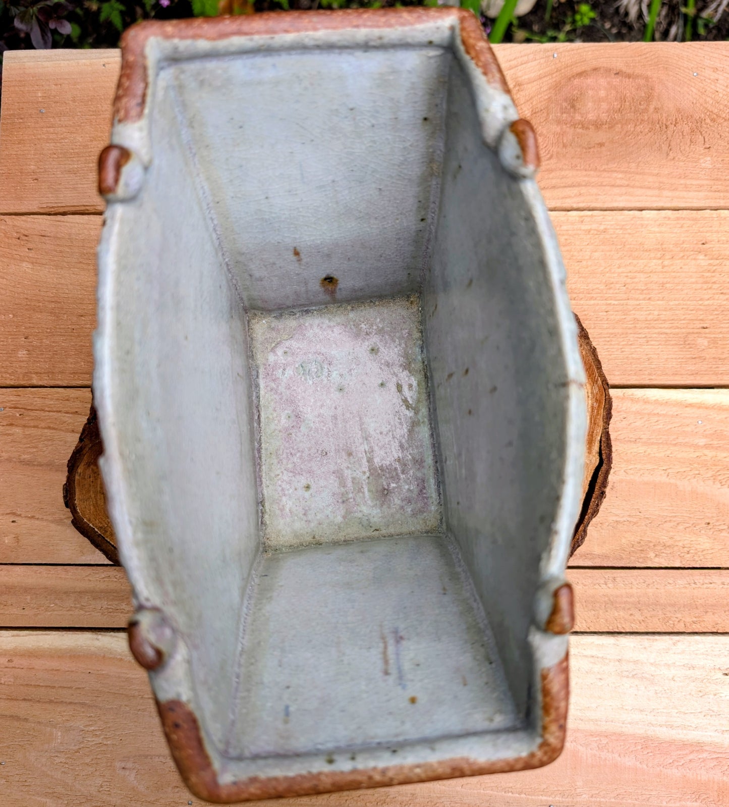 Handbuilt Studio Pottery Tulip Vase Cachepot | Artisan Stoneware Botanical Planter with MT Artist Stamp