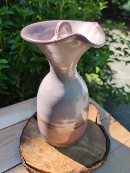 Mid-Century Studio Pottery Pink Carafe - signed MH