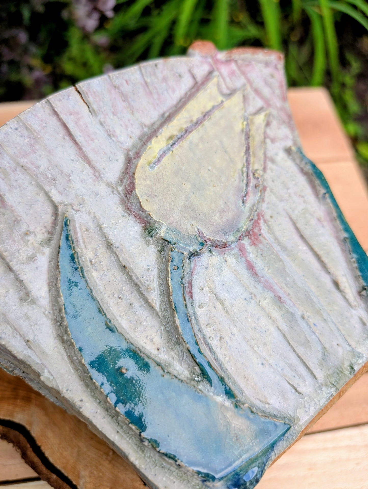 Handbuilt Studio Pottery Tulip Vase Cachepot | Artisan Stoneware Botanical Planter with MT Artist Stamp