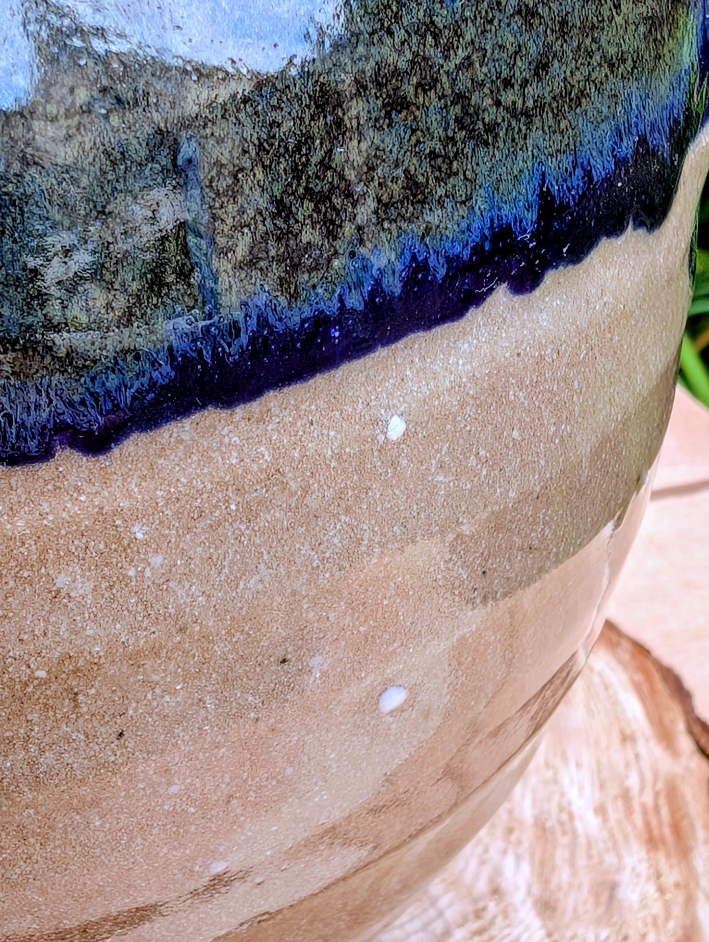 A beautifully handcrafted studio pottery tureen featuring a fitted lid, integrated handles, and a flowing cobalt blue glaze over warm oatmeal stoneware. Both functional and decorative, this artisan serving piece brings timeless craftsmanship and organic beauty to the table